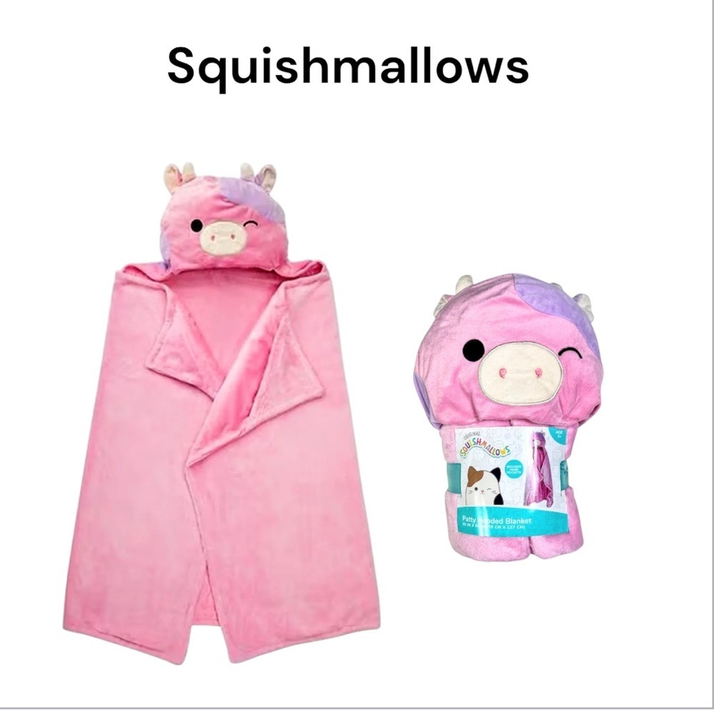 NWT Squishmallows Patty Pink & Purple Hooded Blanket With Pockets 30”x50”